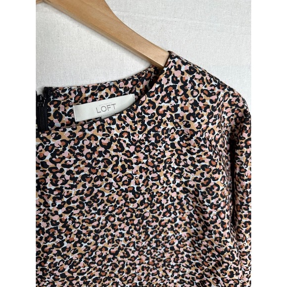Ann Taylor Loft Peach Multi Color Abstract Print Shift Dress Size S Cheetah - Picture 4 of 8